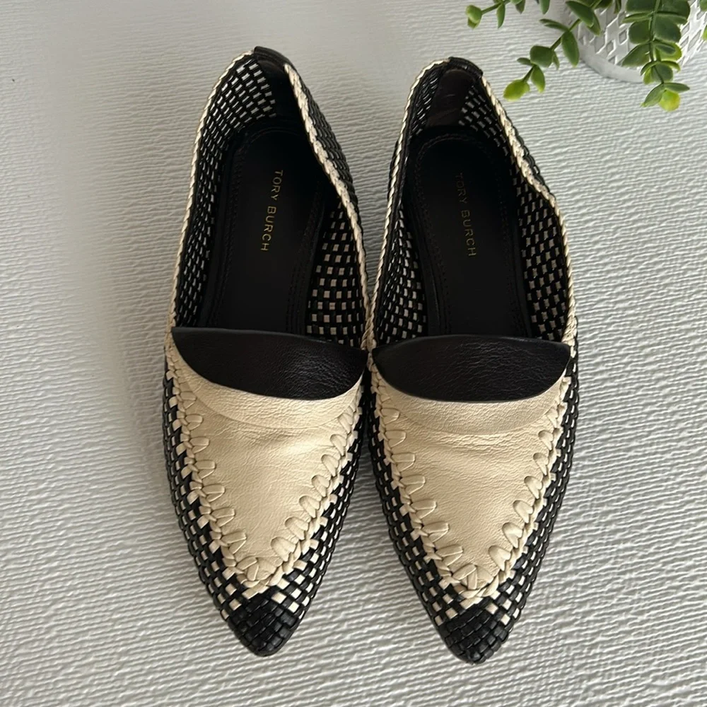 Tory Burch Black and Cream Checkered Flats - Picture 3 of 16